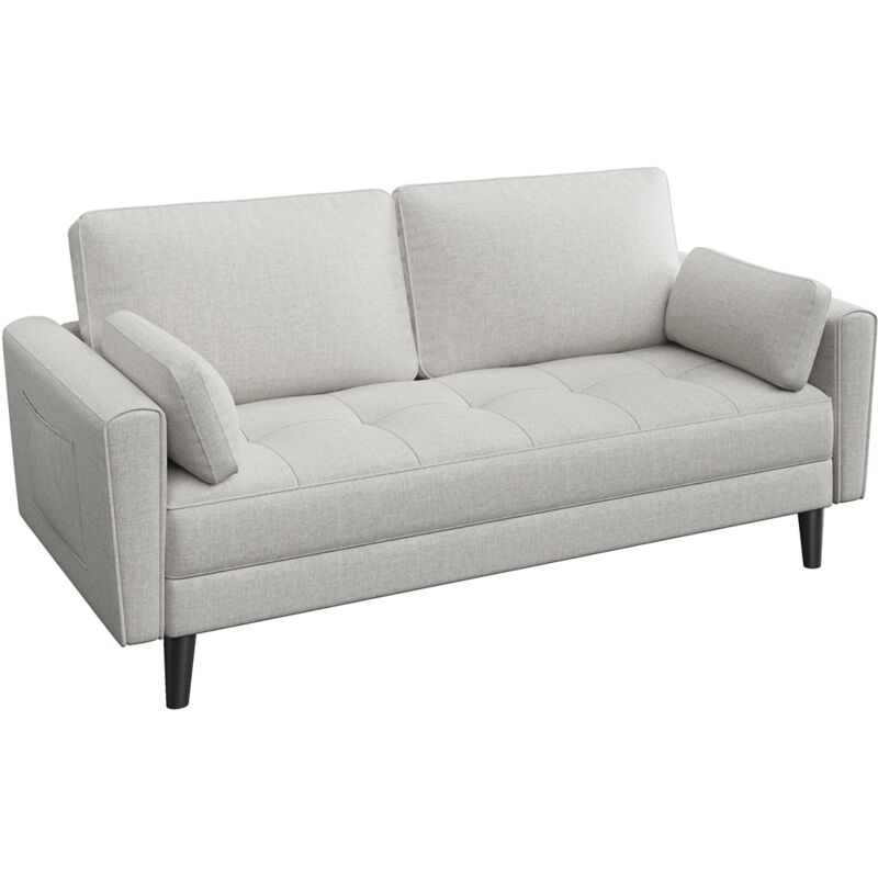 foto del prodotto yaheetech divano a 2 posti imbottito divanetto da salotto moderno con 2 poccoli cuscini e tasche laterali sofa moderno per soggiorno camera da