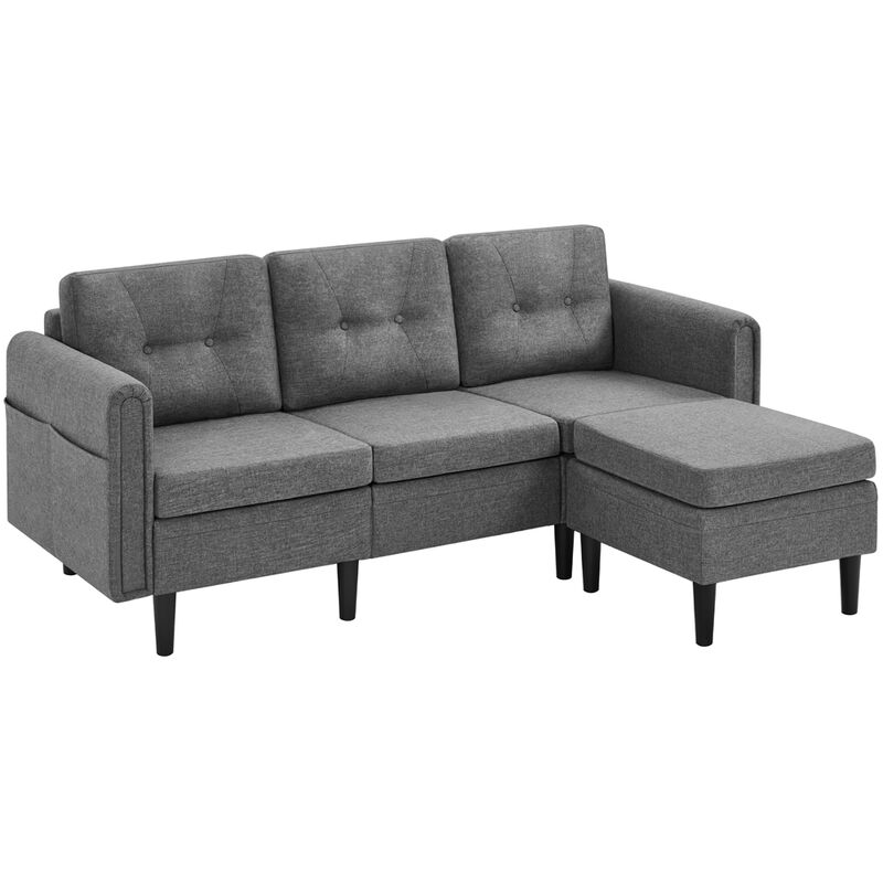 foto del prodotto yaheetech divano ad angolo 3 posti divano angolare in tessuto 189 136 80 cm chaise longue a forma di l con poggiapiedi rimovibile per salotto