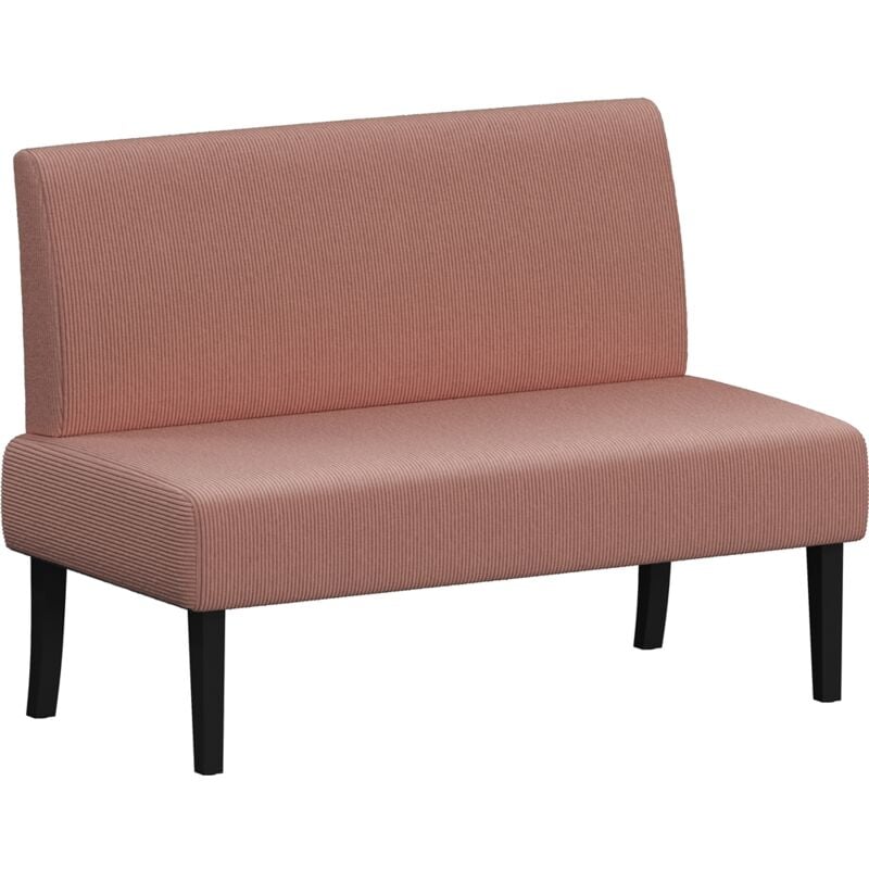 foto del prodotto yaheetech - divano da salotto moderno divanetto a 2 posti senza braccioli sedia a coste con gambe in legno per soggiorno ufficio 109,5 × 62 × 84,5 cm rosa