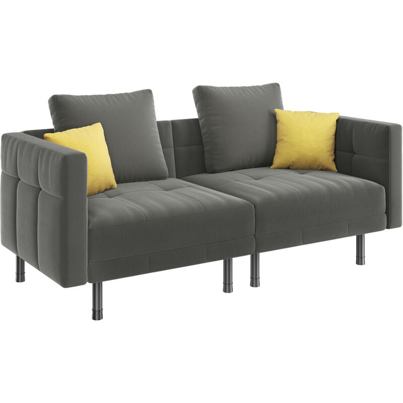 foto del prodotto yaheetech divano letto 2 posti divanetto trasformabile in velluto braccioli regolabili mobile reclinabile a 3 posti sofa imbottito con 4 cuscini