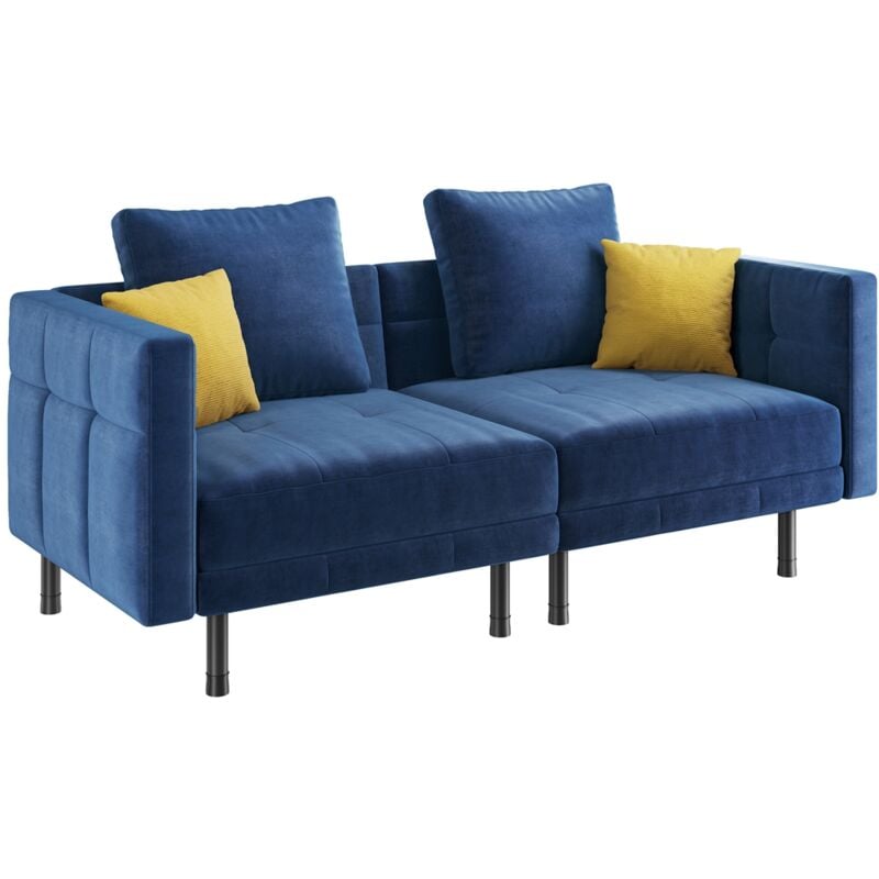 foto del prodotto yaheetech divano letto 2 posti divanetto trasformabile in velluto braccioli regolabili mobile reclinabile a 3 posti sofa imbottito con 4 cuscini