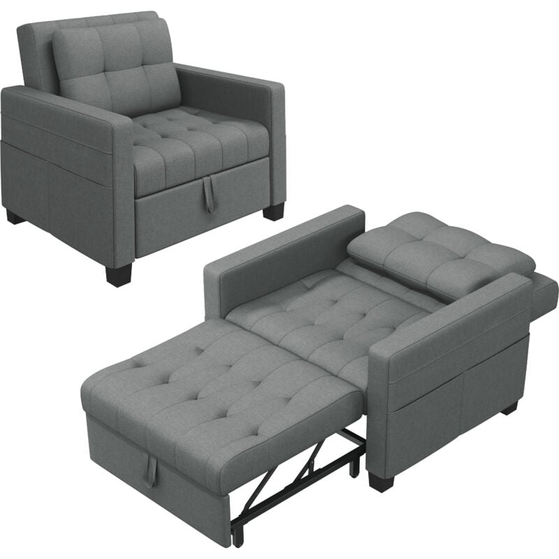 foto del prodotto yaheetech divano letto 3 in 1 imbottito divano singolo con schienale regolabile divano a 1 posto per soggiorno camera da letto poltrona pieghevole