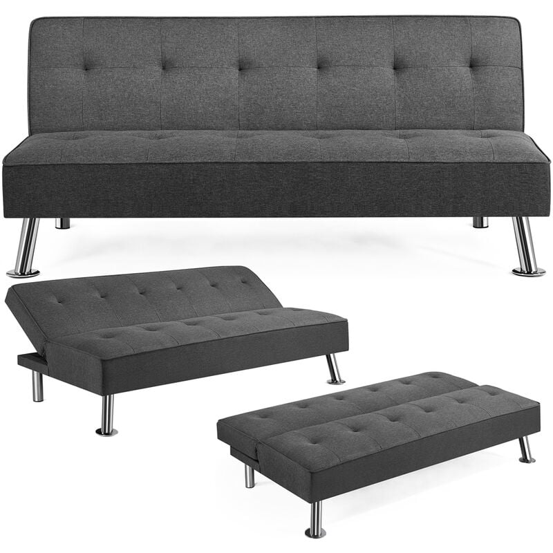 foto del prodotto yaheetech divano letto reclinabile convertibile in letto 105 180 da soggiorno salotto tessuto grigio scuro