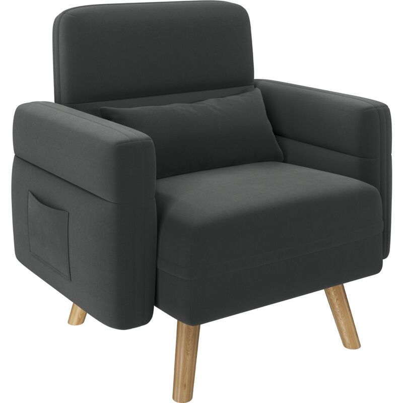 foto del prodotto yaheetech divano singolo da salotto poltrona imbottita 75 71,5 84,5 cm sofa piccolo da salotto poltrona in tessuto con tasche laterali per