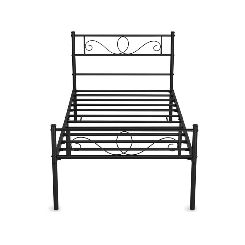 foto del prodotto yaheetech letto in ferro battuto con doghe struttura letto in metallo stile rustico moderno nero singolo 90 x 190 cm