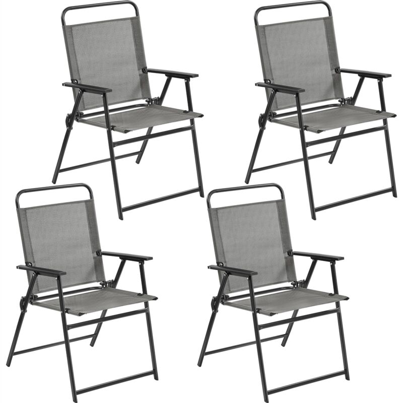 foto del prodotto yaheetech lot de 4 chaise de jardin ext rieur chaises pliantes avec dossier haut et accoudoirs chaises de terrasse camping portable gris