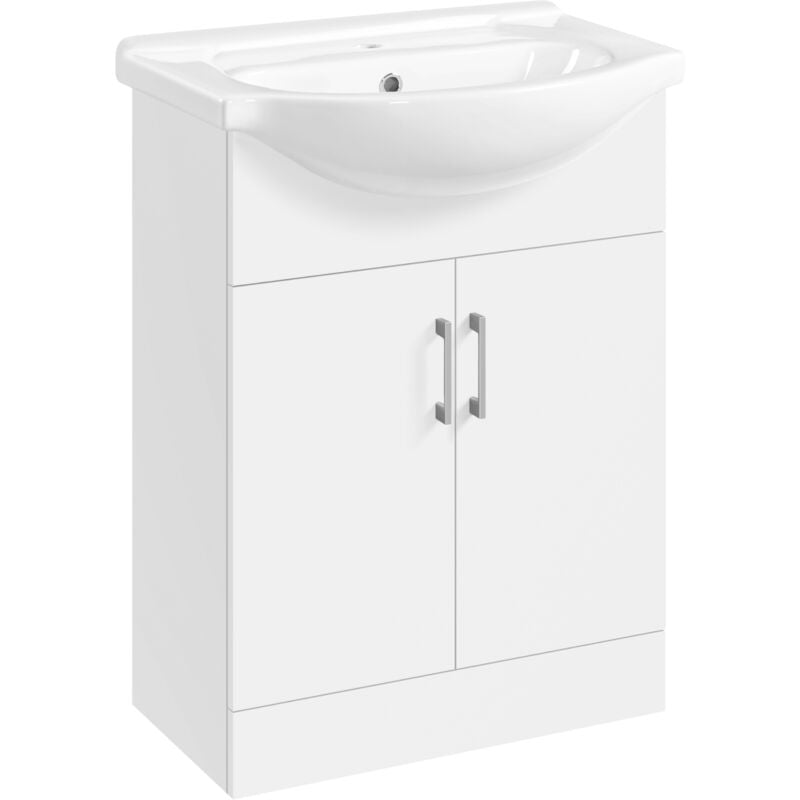 foto del prodotto yaheetech mobile bagno con lavabo in ceramica armadietto a terra con lavandino set mobile da bagno moderno 61 43,5 84 cm bianco