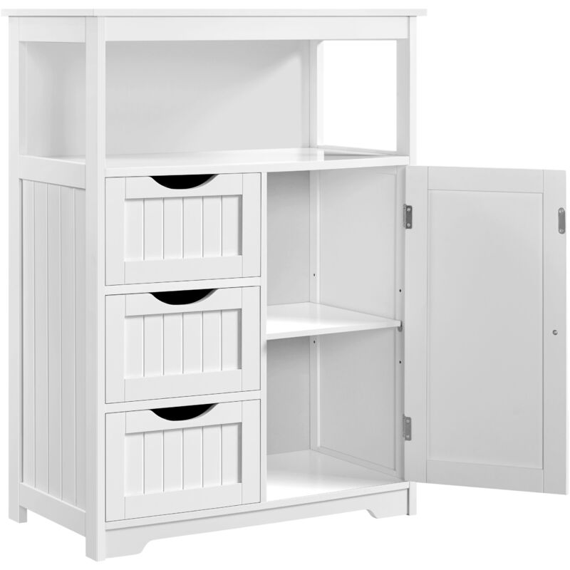 foto del prodotto yaheetech mobile da bagno armadietto autoportante salvaspazio mobiletto multiuso da terra con cassetto e ripiano regolabile credenza multiuso