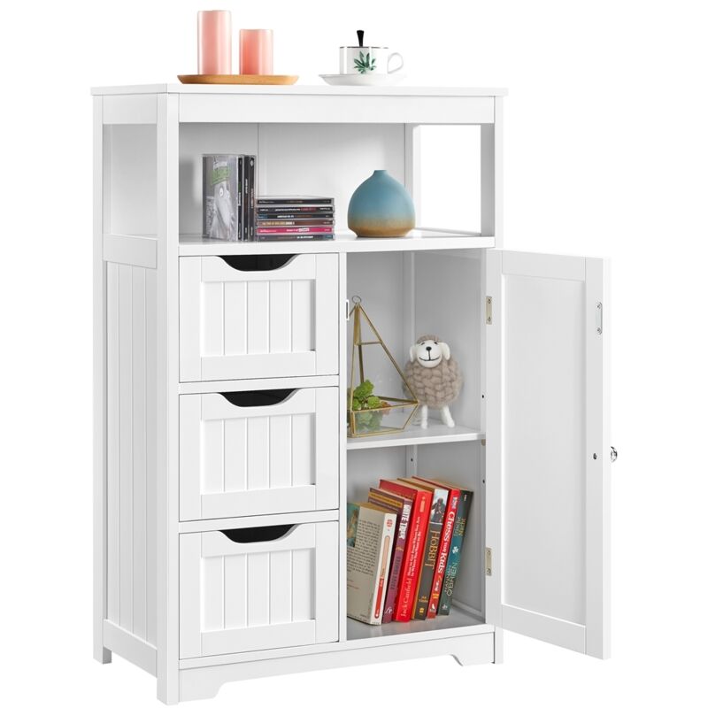 foto del prodotto yaheetech - mobile da bagno armadietto da terra mobiletto con cassetto e ripiano regolabile organizzatore portaoggetti da cucina soggiorno 55,5