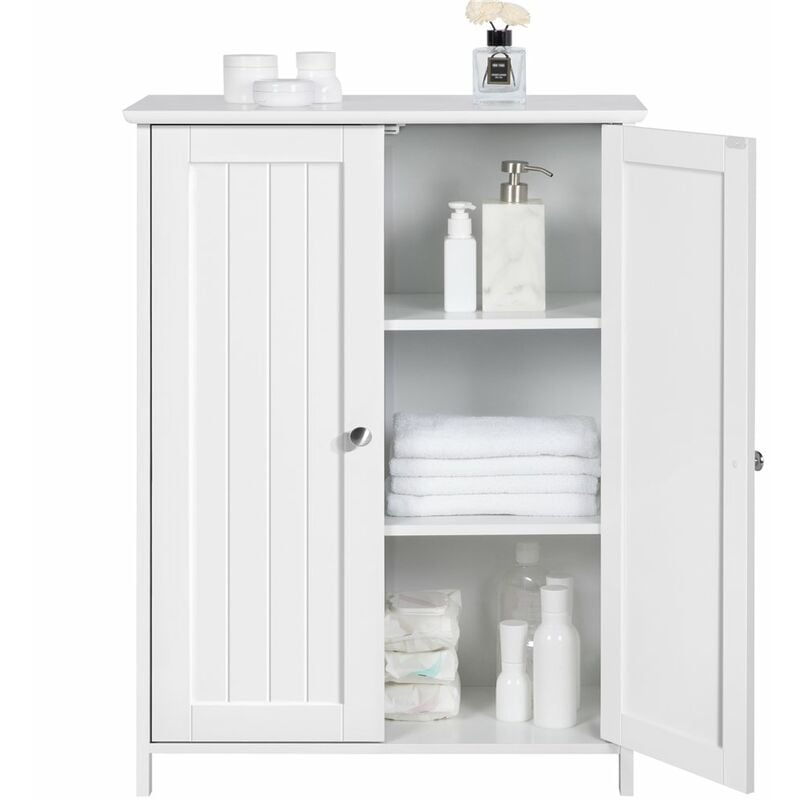 foto del prodotto yaheetech mobile da bagno mobiletto da terra autoportante armadietto con 2 ante e ripiani regolabili da cucina soggiorno corridoio ingresso 60 x 30