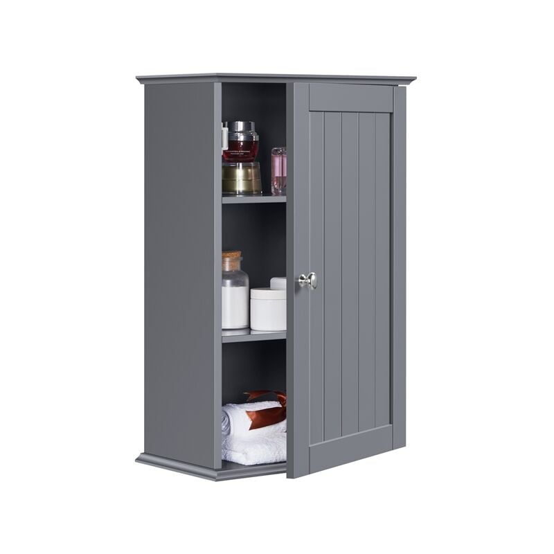 foto del prodotto yaheetech mobile da bagno mobiletto pensile da parete multiuso armadietto sospeso mobile da muro salvaspazio scuro grigio