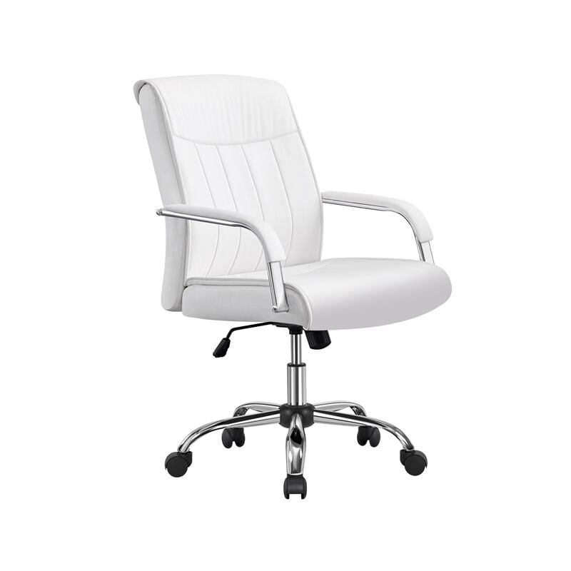 foto del prodotto yaheetech poltrona da ufficio sedia scrivania ergonomica reclinabile in finta pelle a rotelle girevole altezza regolabile portata 136 kg bianco