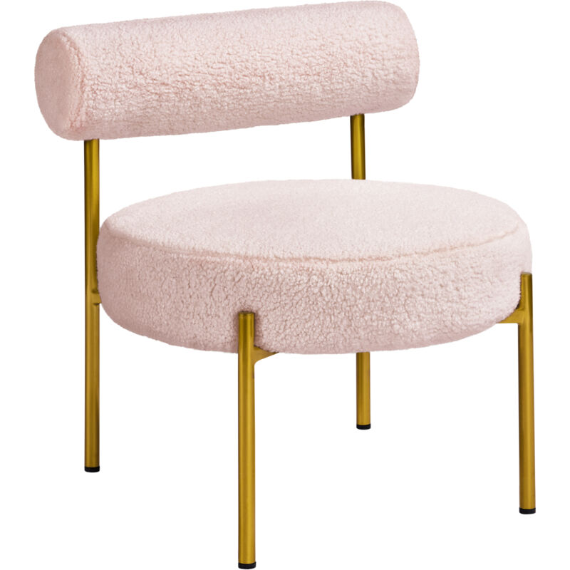 foto del prodotto yaheetech poltrona relax da salotto sedia imbottita con schienale braccioli per soggiorno camera da letto design shabby chic tessuto boucl rosa