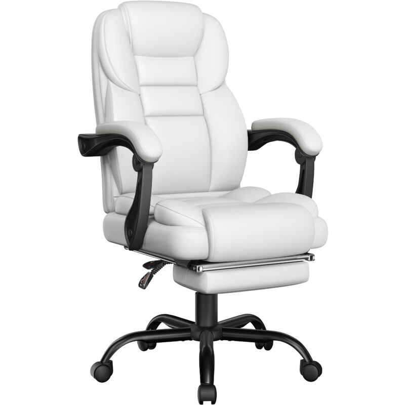 foto del prodotto yaheetech poltrona ufficio ergonomica con poggiapiedi retrattile sedia da ufficio in finta pelle con schienale alto e braccioli imbottiti