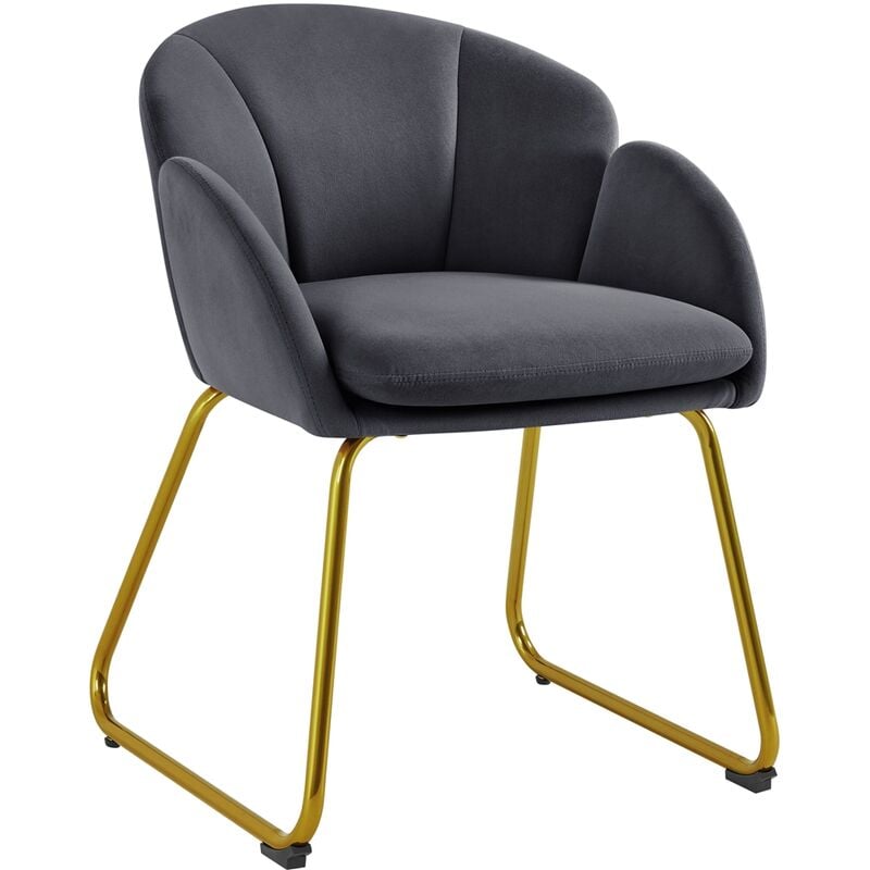 foto del prodotto yaheetech poltroncina salotto poltrona soggiorno imbottita alta ergonomica in velluto con schienale braccioli portata 136 kg grigio scuro
