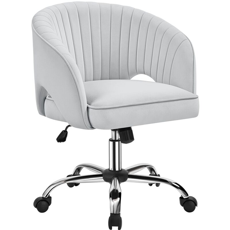 foto del prodotto yaheetech poltroncina sedia da ufficio scrivania ergonomica in velluto imbottita a rotelle girevole reclinabile altezza regolabile chiaro scuro