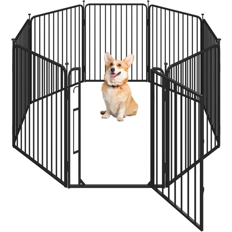 foto del prodotto yaheetech recinto per cani 8 pannelli 80 cm da interno da esterno, cancelletto box per cani gatti, cancello barriera pieghevole in metallo per casa