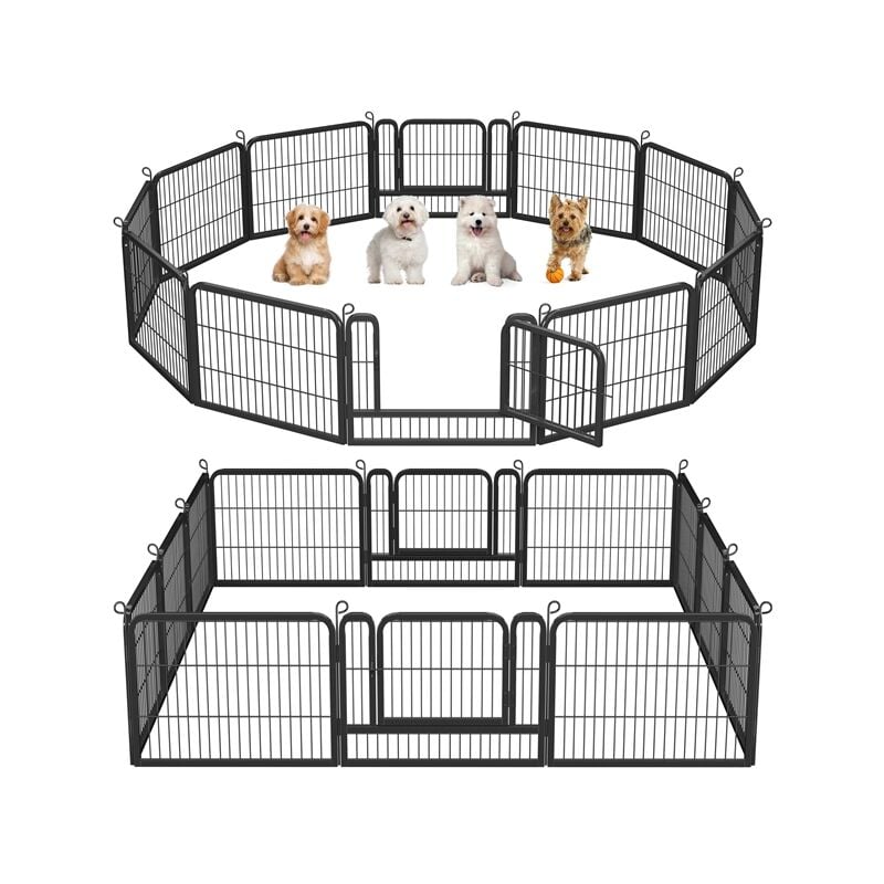 foto del prodotto yaheetech recinto per cani conigli cuccioli 12 pz 80 x 60 cm da interno esterno giardino recinzione animali domestici rete nero