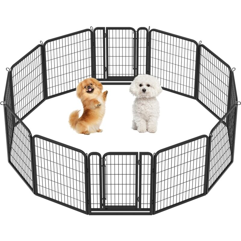 foto del prodotto yaheetech recinto per cani cuccioli conigli da interno esterno giardino rete recinzione in ferro metallo nero 12 pezzi 65 x 80 cm
