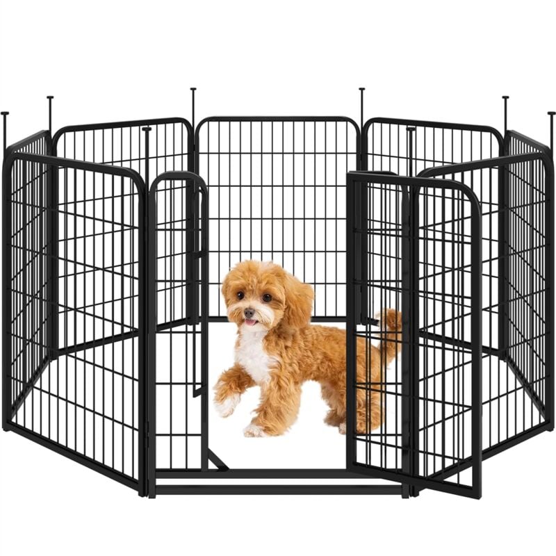foto del prodotto yaheetech recinto per cani cuccioli conigli gatti animali da interno e esterno giardino rete recinzione ferro 8 pz 65 x 80 cm pieghevole e portatile