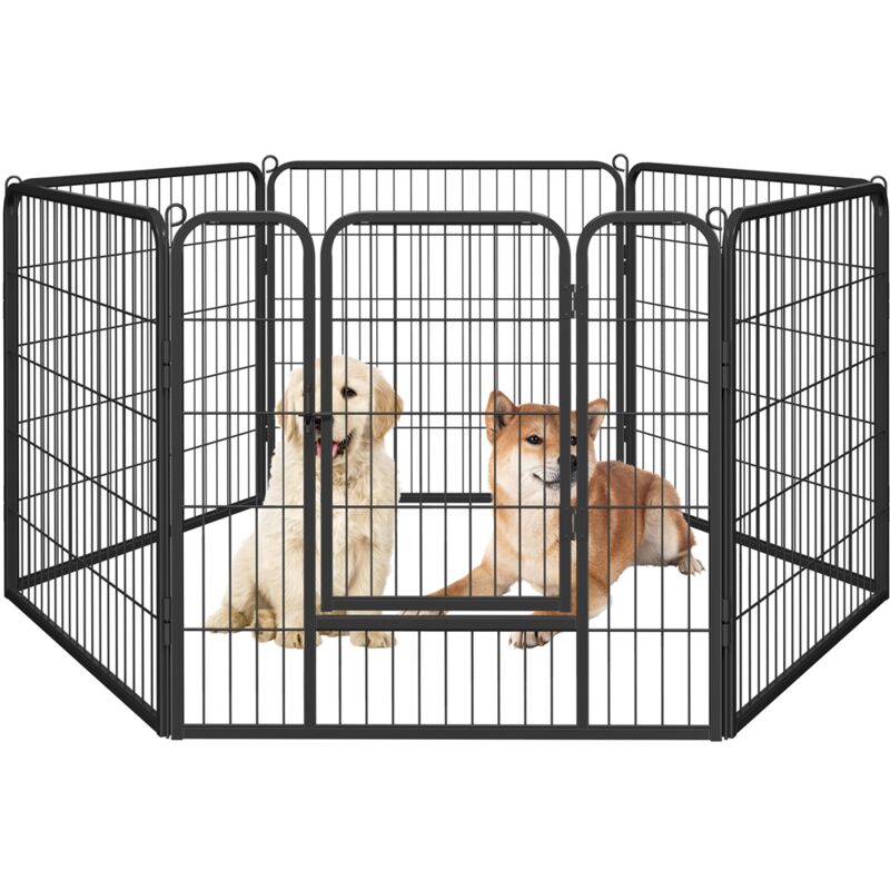 foto del prodotto yaheetech recinto per cani grande da interno esterno giardino conigli cuccioli recinzione animali domestici rete 6 pz 80 x 80 cm nero
