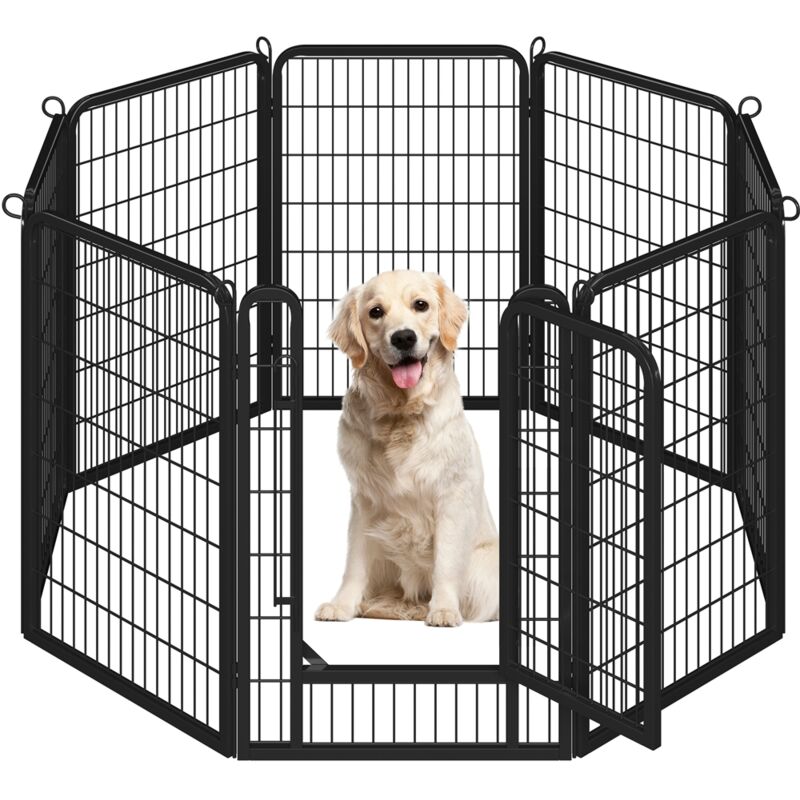 foto del prodotto yaheetech recinto per cani in ferro 8 pz 68 x 100 cm trasportabile animali domestici per interno esterno nero