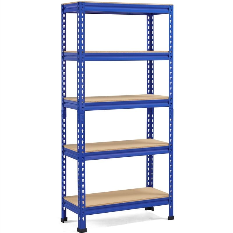foto del prodotto yaheetech scaffale scaffalatura garage in metallo 150x70x30 cm magazzino a 5 ripiani regolabili carico massimo per ripiano 150 kg blu