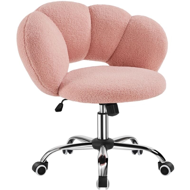 foto del prodotto yaheetech sedia da ufficio scrivania bianca cameretta imbottita senza braccioli ergonomica con ruote girevole, schienale design a nuvola in tessuto
