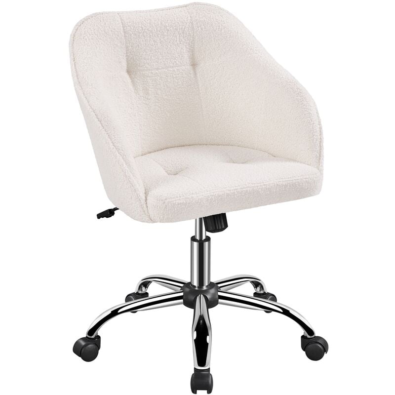 foto del prodotto yaheetech sedia da ufficio scrivania ergonomica in velluto imbottita girevole a rotelle reclinabile altezza regolabile portata 136 kg avorio