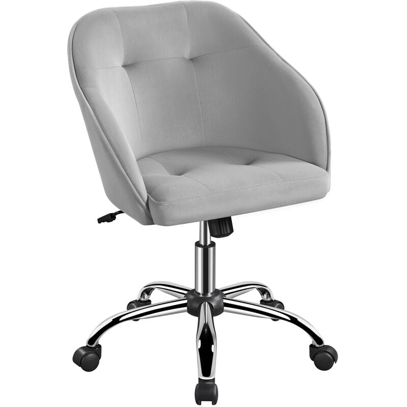 foto del prodotto yaheetech sedia da ufficio scrivania ergonomica in velluto imbottita girevole a rotelle reclinabile altezza regolabile portata 136 kg chiaro grigio