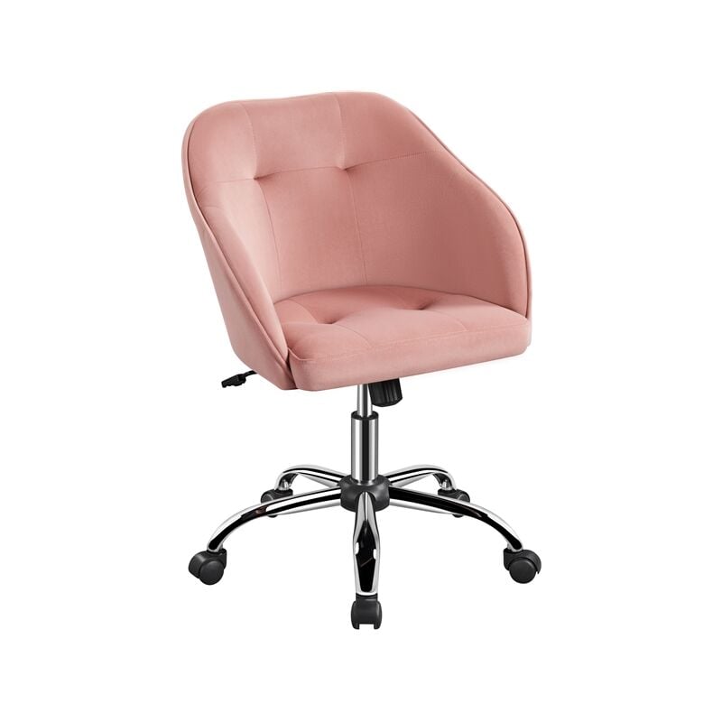 foto del prodotto yaheetech sedia da ufficio scrivania ergonomica in velluto imbottita girevole a rotelle reclinabile altezza regolabile portata 136 kg rosa