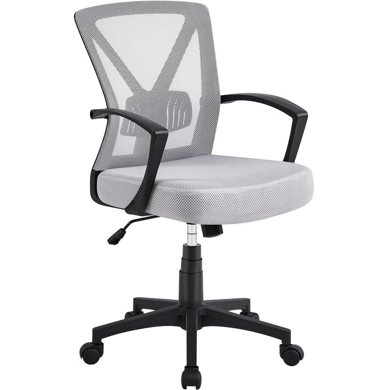 foto del prodotto yaheetech sedia da ufficio scrivania ergonomica lombare girevole reclinabile a rotelle altezza regolabile con braccioli portata 136 kg chiaro grigio