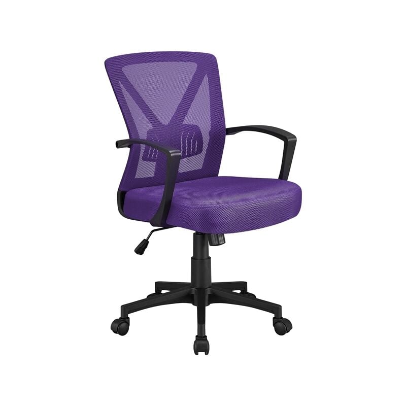 foto del prodotto yaheetech sedia da ufficio scrivania ergonomica lombare girevole reclinabile a rotelle altezza regolabile con braccioli portata 136 kg viola