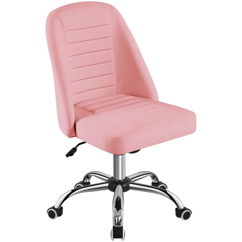 foto del prodotto yaheetech sedia da uficcio scrivania bianca senza braccioli ergonomica reclinabile imbottita in finta pelle con rotelle girevole altezza regolabile