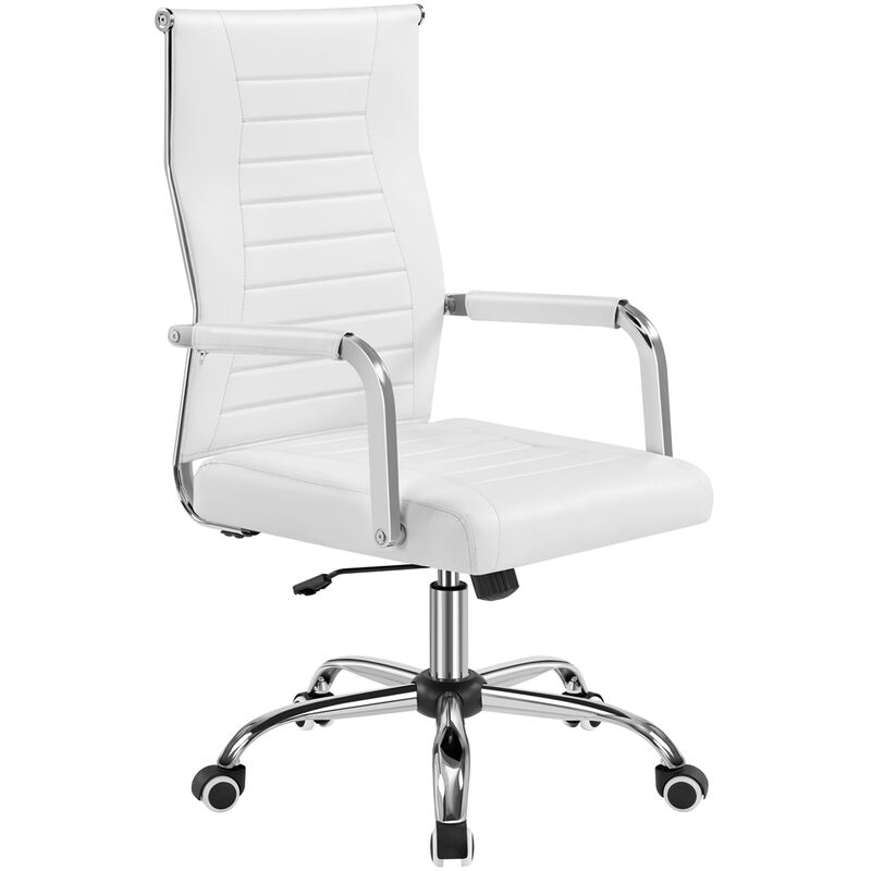 foto del prodotto yaheetech sedia poltrona da ufficio ergonomica con schienale alto reclinabile in finta pelle da scrivania a rotelle girevole altezza regolabile