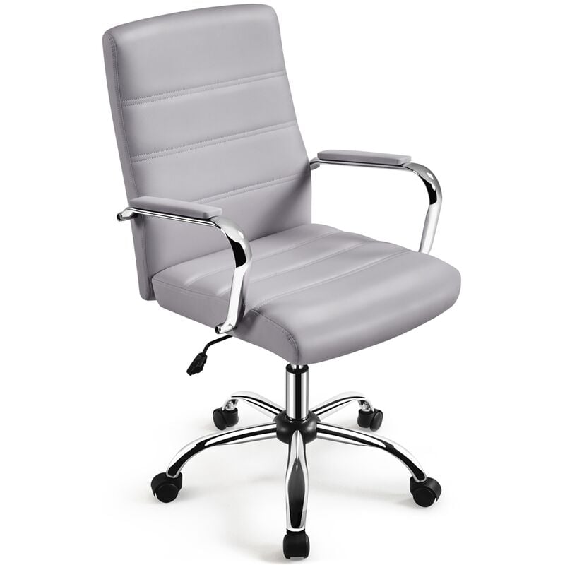 foto del prodotto yaheetech sedia poltrona ufficio scrivania ergonomica reclinabile imbottita in finta pelle girevole con rotelle e braccioli altezza regolabile