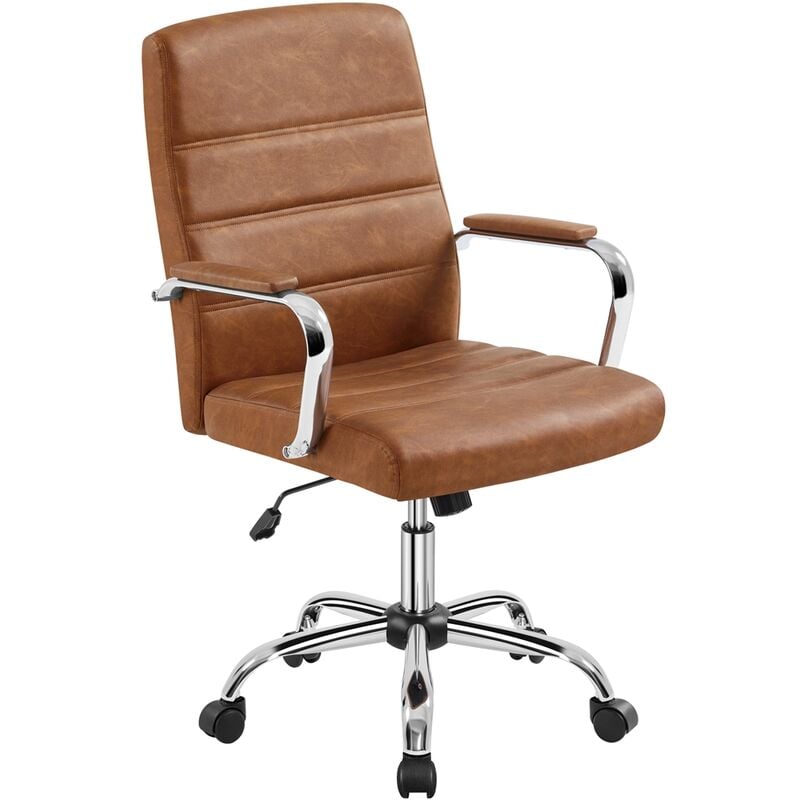 foto del prodotto yaheetech sedia poltrona ufficio scrivania ergonomica reclinabile imbottita in finta pelle girevole con rotelle e braccioli altezza regolabile