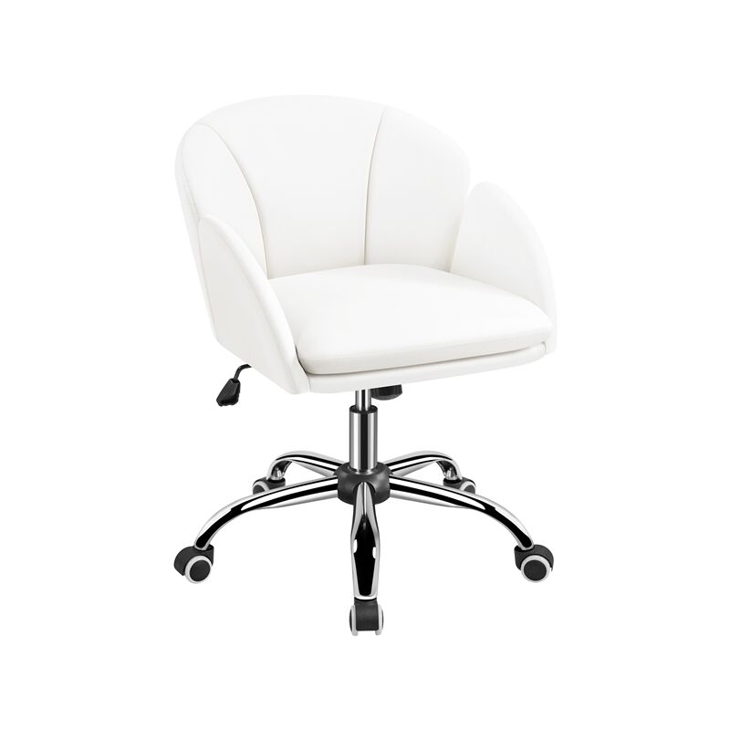 foto del prodotto yaheetech sedia poltroncina per ufficio ergonomica in velluto imbottita altezza regolabile girevole portata 136 kg bianco