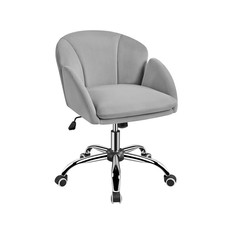 foto del prodotto yaheetech sedia poltroncina per ufficio ergonomica in velluto imbottita altezza regolabile girevole portata 136 kg chiaro grigio