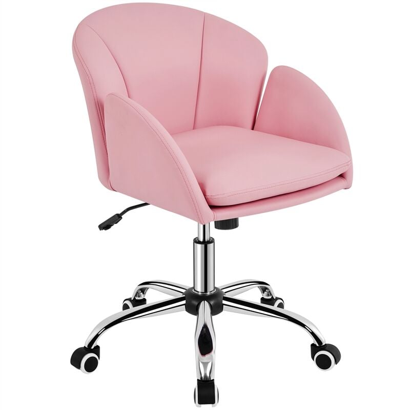 foto del prodotto yaheetech sedia poltroncina per ufficio ergonomica in velluto imbottita altezza regolabile girevole portata 136 kg rosa