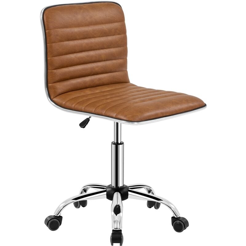 foto del prodotto yaheetech sedia ufficio da scrivania a rotelle girevole sedia ergonomica imbottita moderna da camera da letto studio in ecopelle acciaio altezza