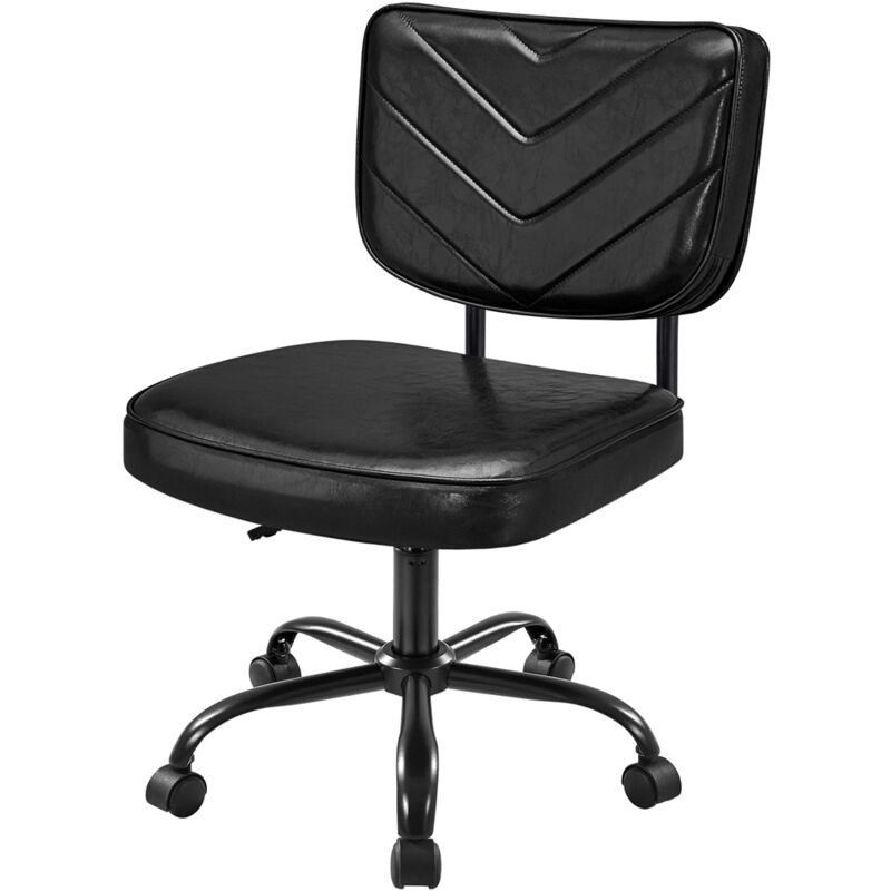 foto del prodotto yaheetech sedia ufficio ergonomica con rotelle senza braccioli sedia da scrivania in finta pelle imbottita moderna girevole regolabile in altezza
