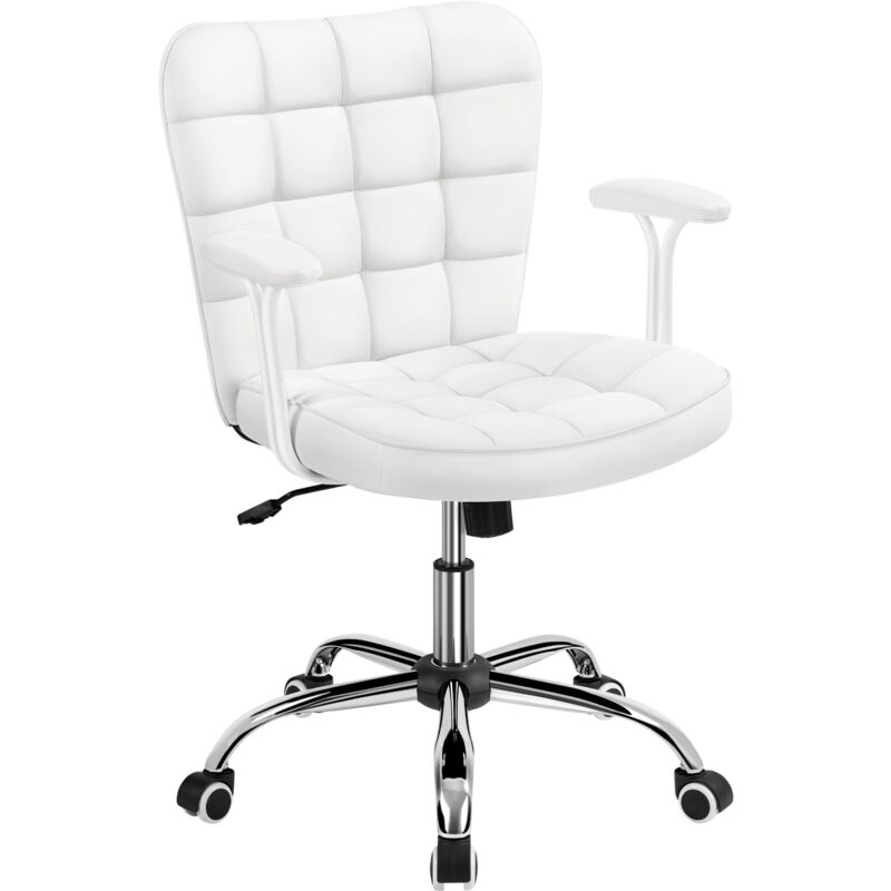 foto del prodotto yaheetech sedia ufficio scrivania a rotelle girevole reclinabile a dondolo in finta pelle ergonomica con braccioli imbottiti altezza regolabile