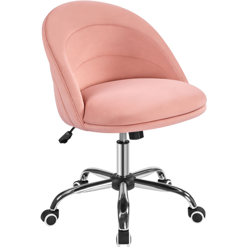 foto del prodotto yaheetech sedia ufficio scrivania cameretta bianca senza braccioli ergonomica in velluto con ruote girevole altezza regolabile schienale design