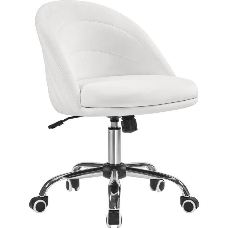 foto del prodotto yaheetech sedia ufficio scrivania cameretta bianca senza braccioli ergonomica in velluto con ruote girevole altezza regolabile schienale design