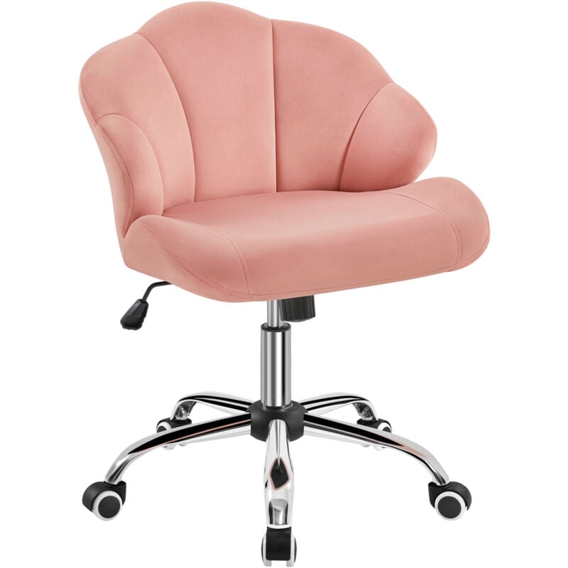 foto del prodotto yaheetech sedia ufficio scrivania cameretta senza braccioli ergonomica in velluto con ruote girevole altezza regolabile schienale design conchiglia