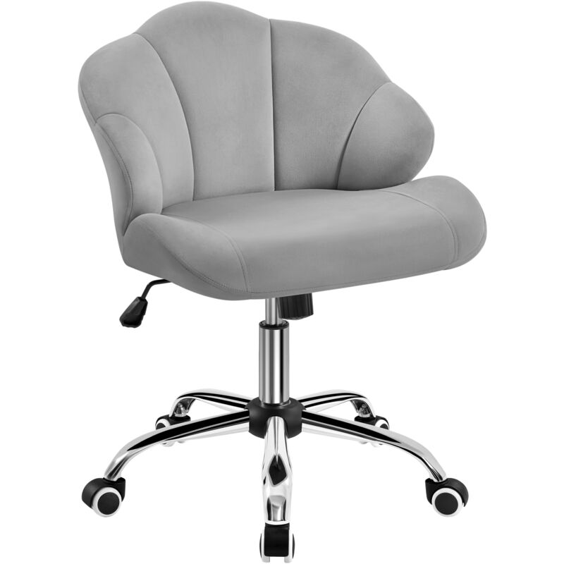 foto del prodotto yaheetech sedia ufficio scrivania cameretta senza braccioli ergonomica in velluto con ruote girevole altezza regolabile schienale design conchiglia