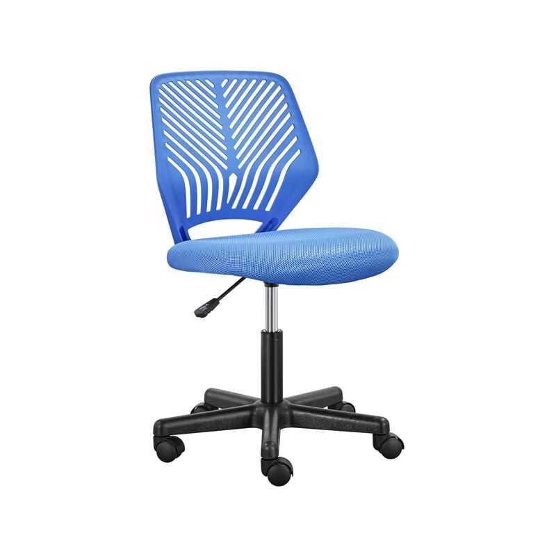 foto del prodotto yaheetech sedia ufficio scrivania girevole a rotelle ergonomica portata 136 kg senza braccioli in rete traspirante altezza regolabile blu