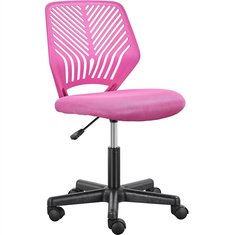 foto del prodotto yaheetech sedia ufficio scrivania girevole a rotelle ergonomica portata 136 kg senza braccioli in rete traspirante altezza regolabile rosa