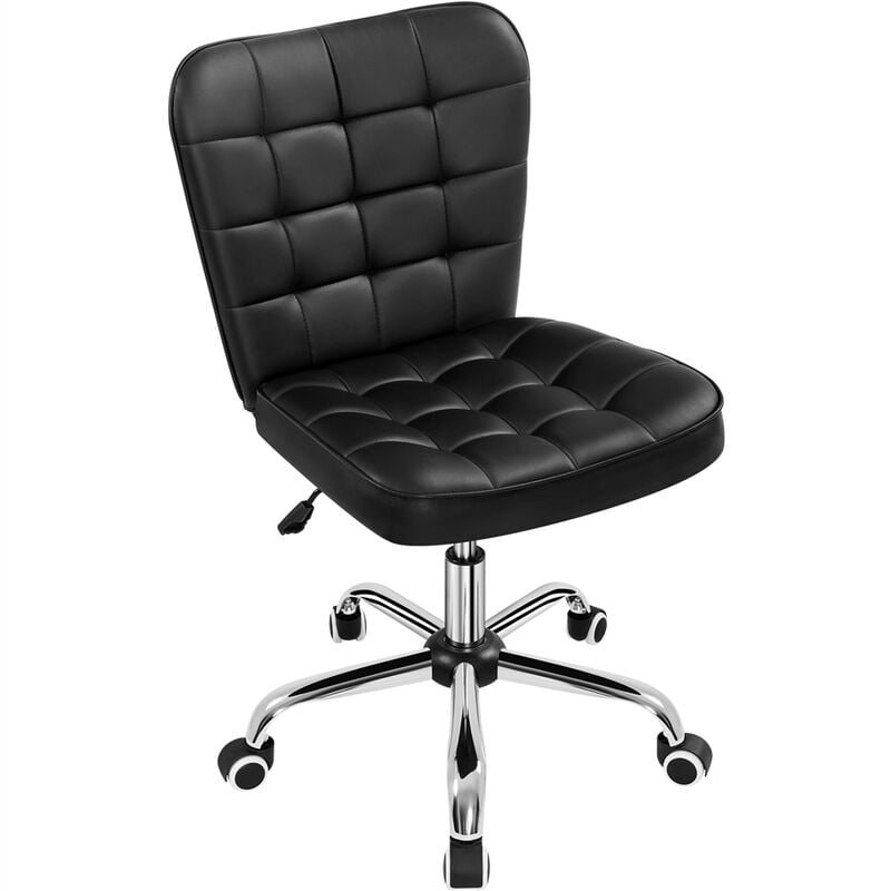 foto del prodotto yaheetech sedia ufficio senza braccioli ergonomica in ecopelle imbottita da scrivania a rotelle girevole altezza regolabile fonzione dondolo nera
